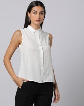 women tailored fit shirt with spread collar