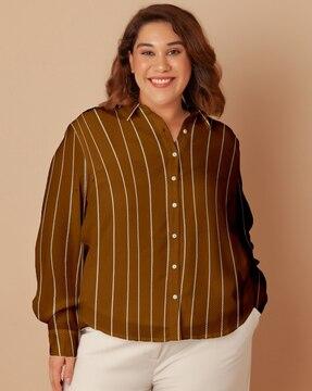 women tailored fit striped shirt