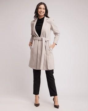 women tailored fit trench coat with tie-up waist