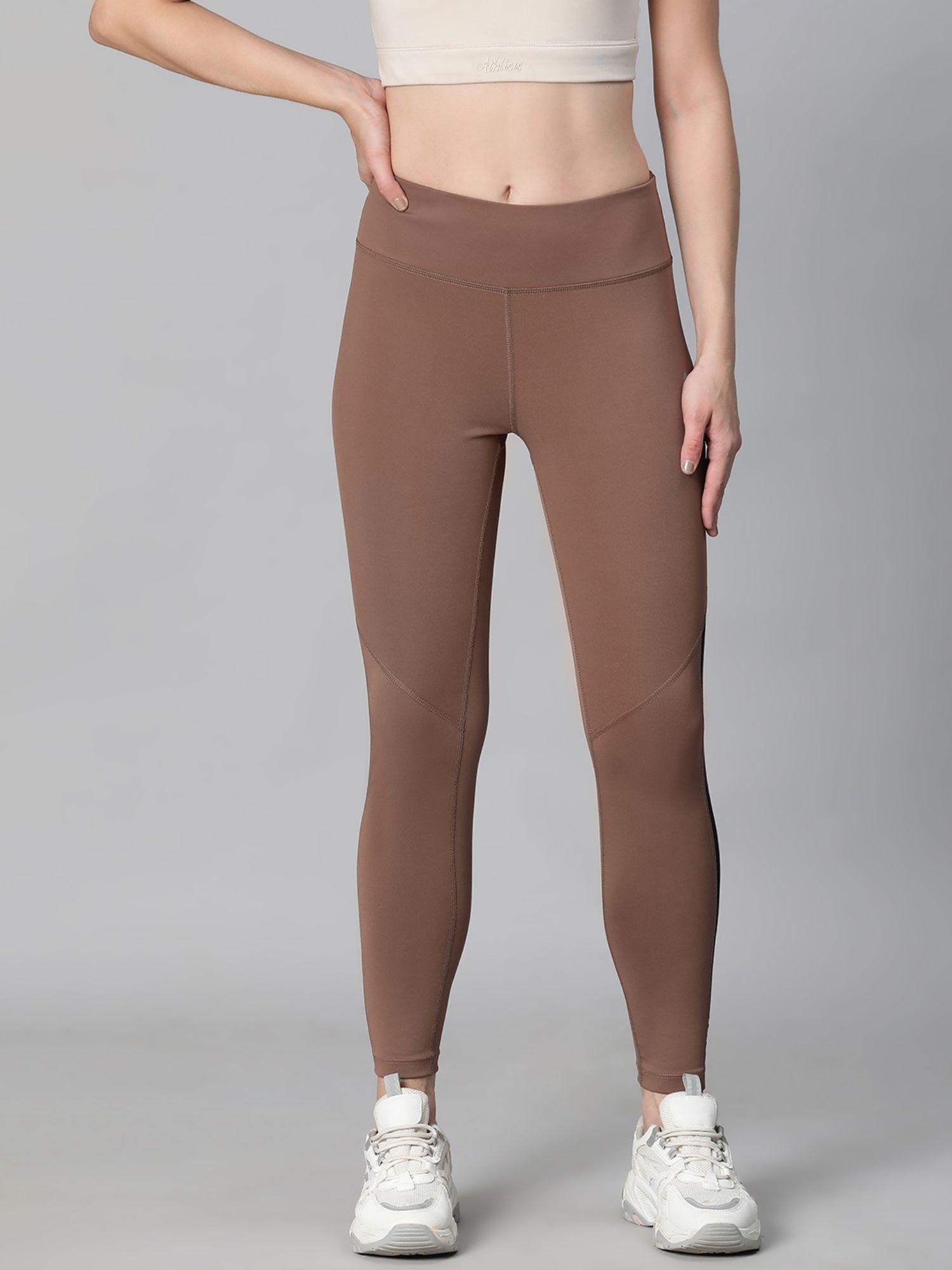 women tan brown training tights