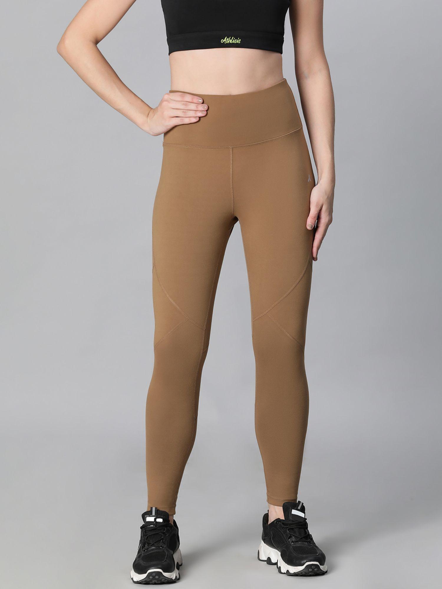 women tan brown training tights