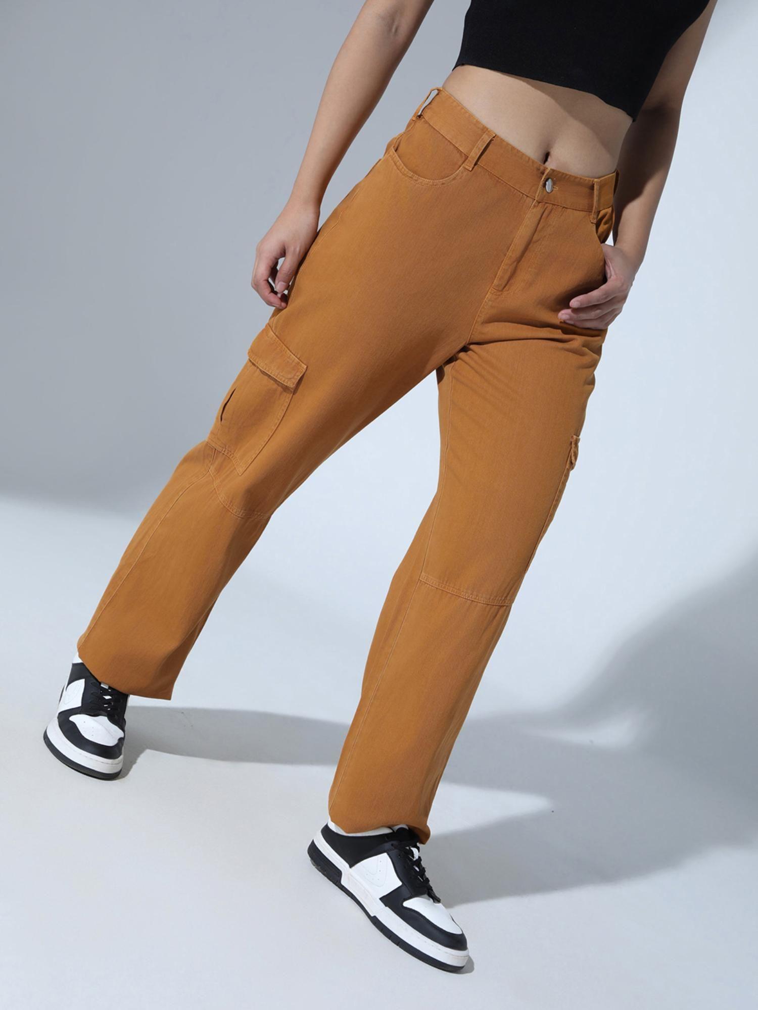 women tan fashion viscose tencil slim fit pant