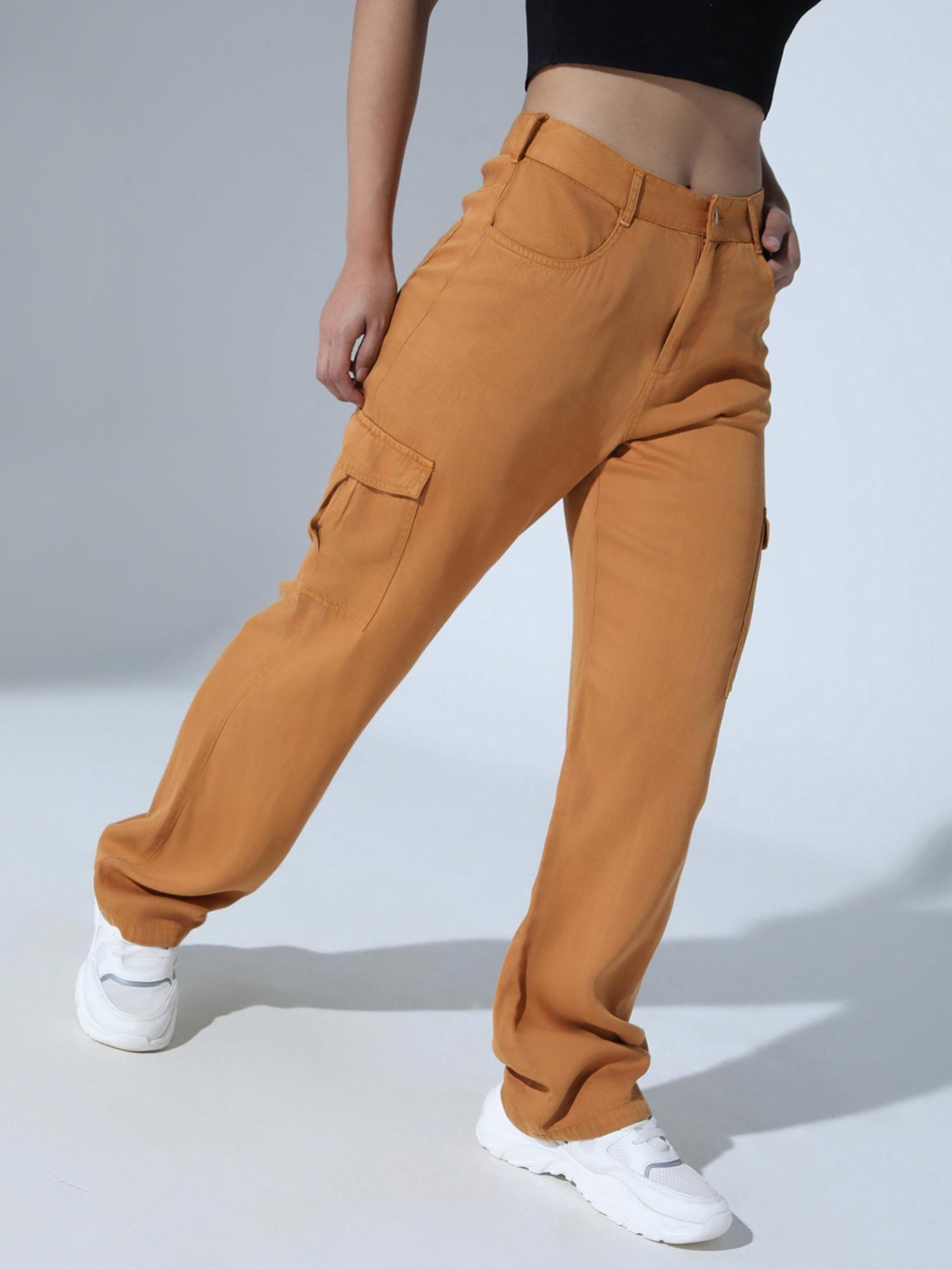 women tan fashion viscose tencil slim fit pant