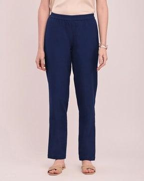 women tapered fit flat-front pants