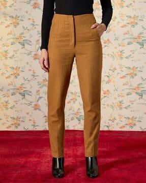 women tapered fit flat-front trousers