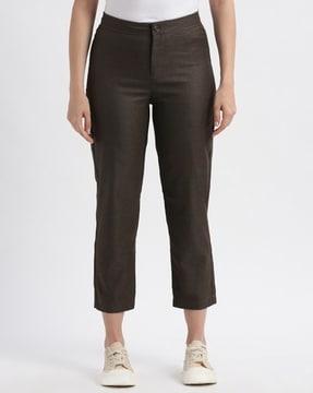 women tapered fit flat-front trousers