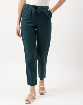 women tapered fit mid-rise pants