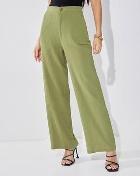 women tapered fit pants with elasticated drawstring waist