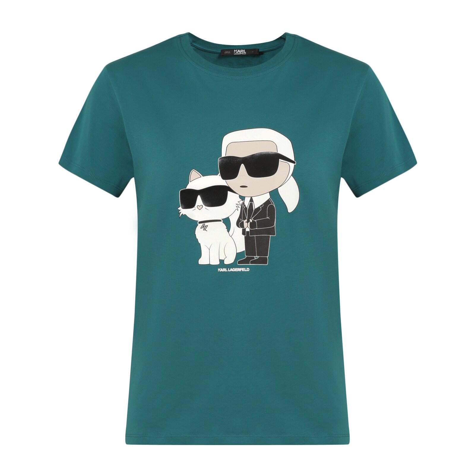 women teal ikonik karl & choupette t-shirt