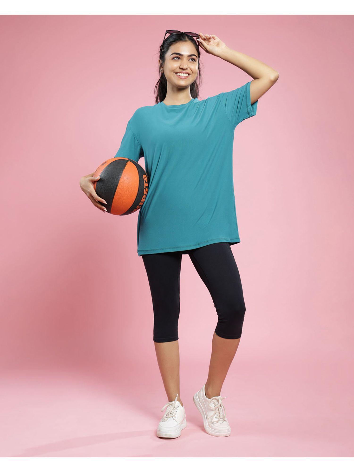 women teal the breezy boyfriend tee with oversized fit