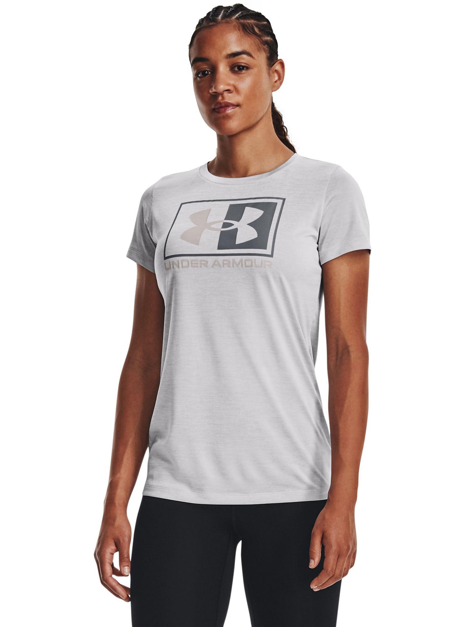 women tech twist box short sleeves t-shirt - grey