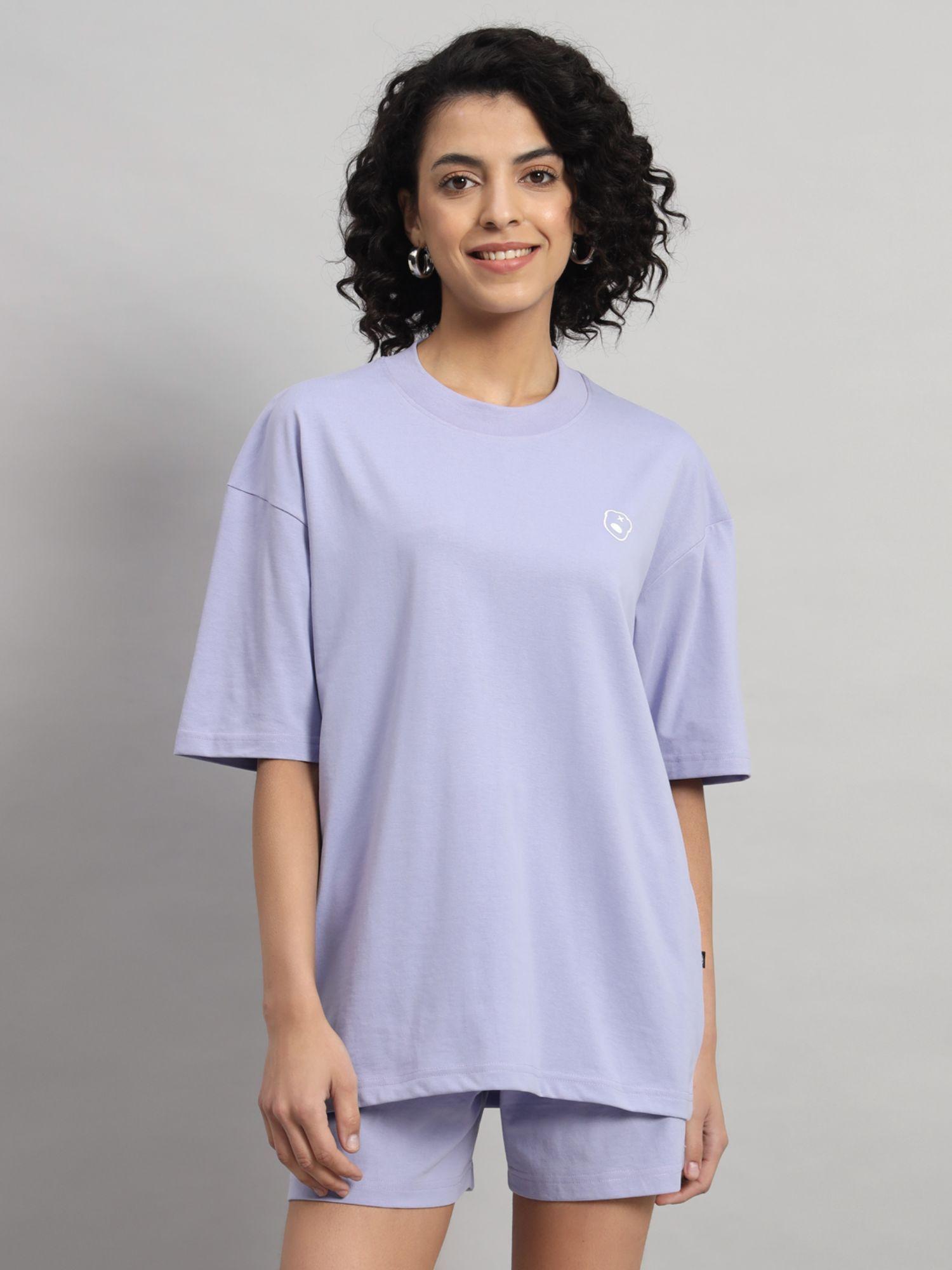 women teddy logo oversized lavender t-shirt