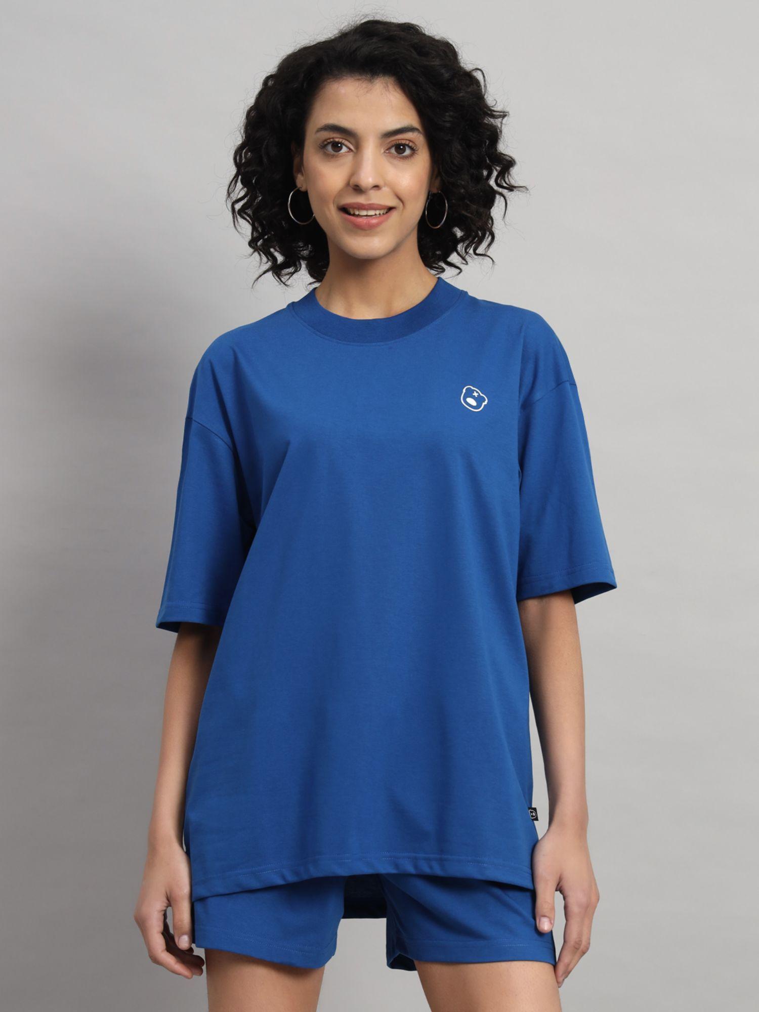 women teddy logo oversized royal t-shirt