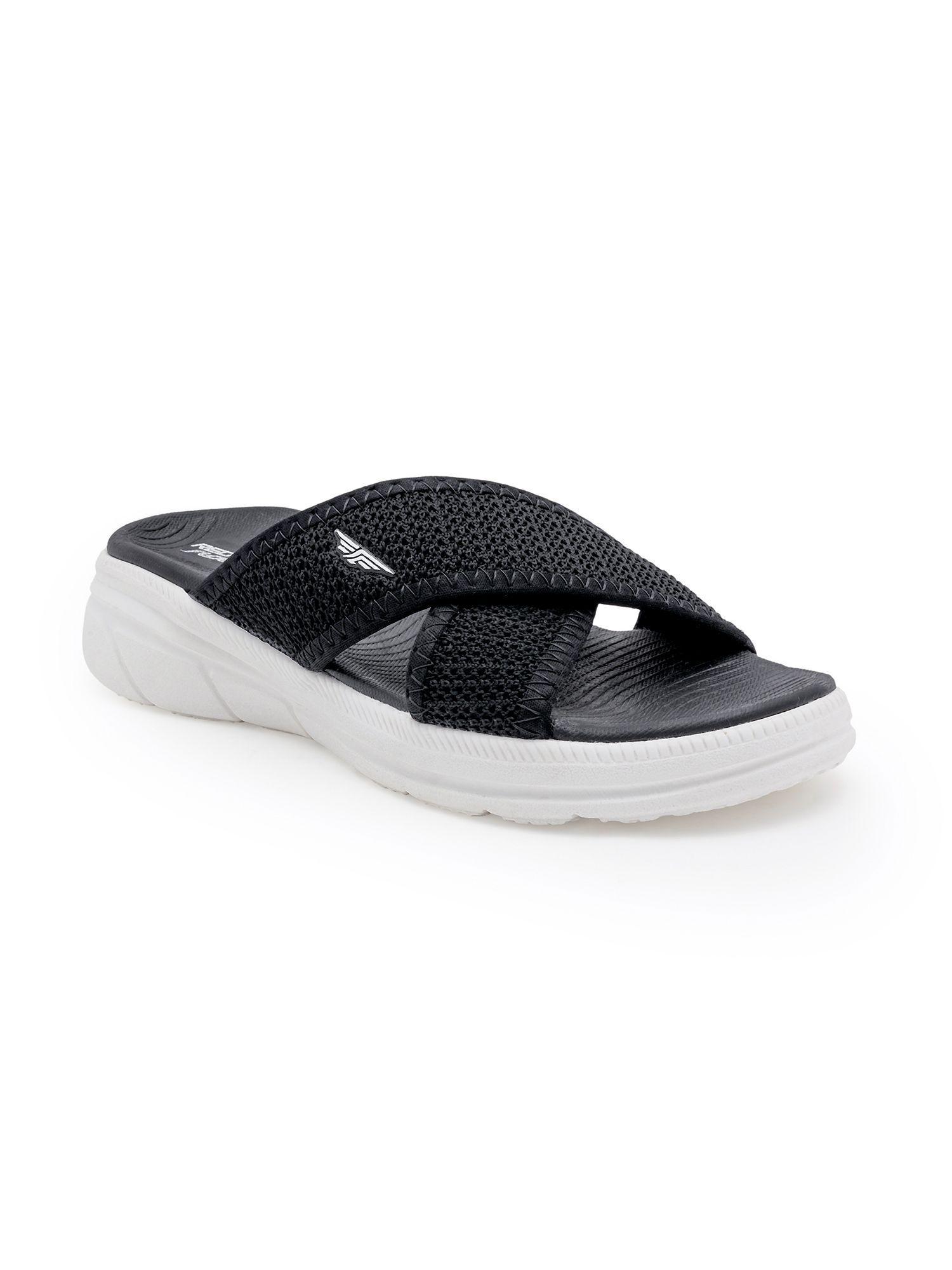 women textured black sports sandals