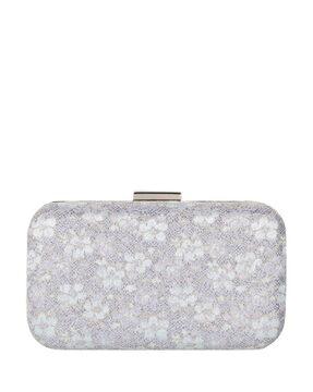 women textured clutch with kiss lock