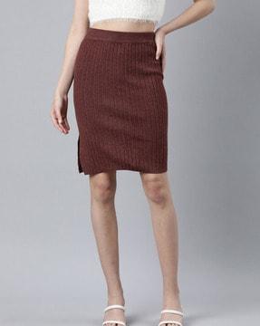 women textured pencil skirt