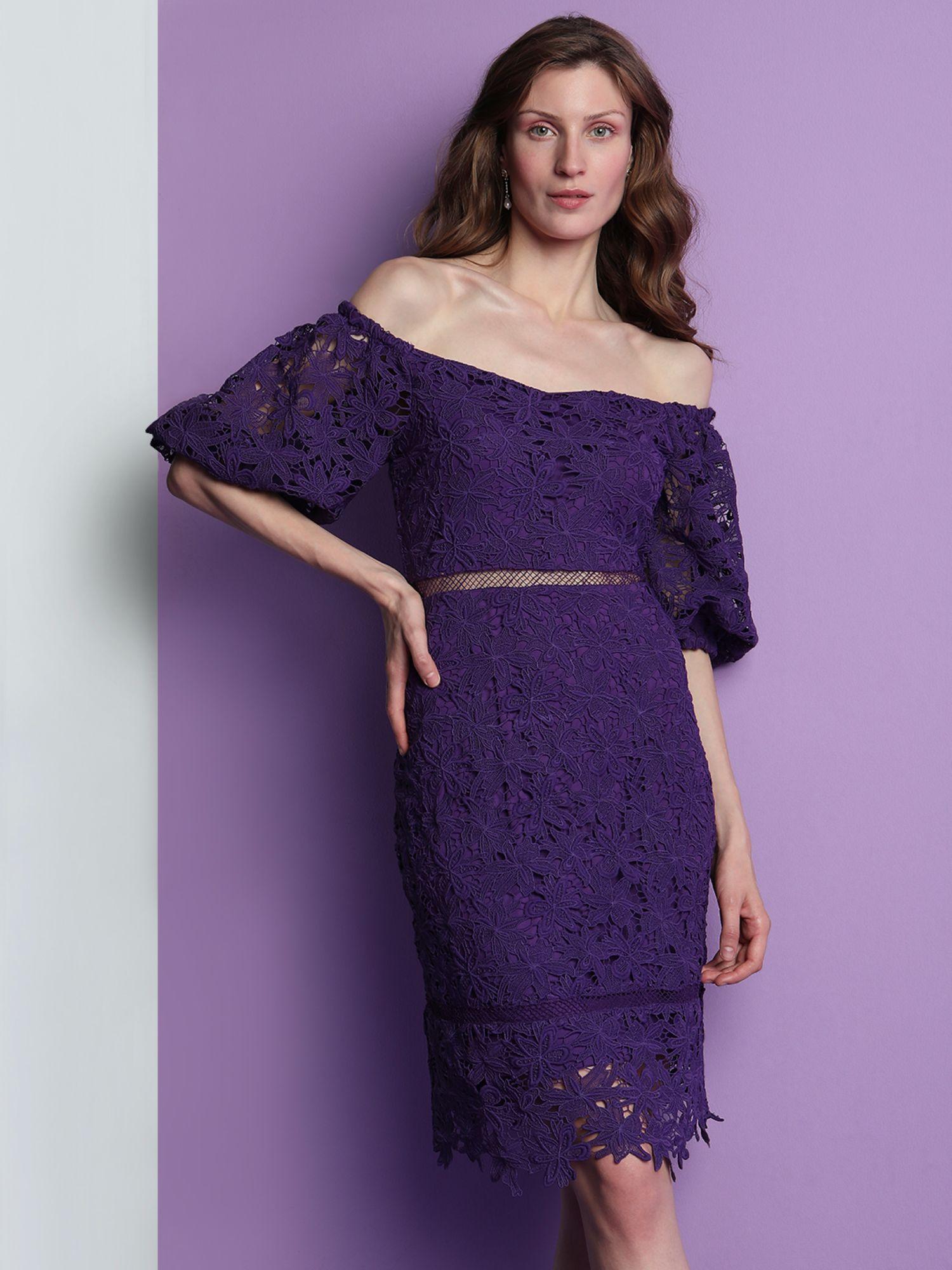 women textured purple bodycon dress