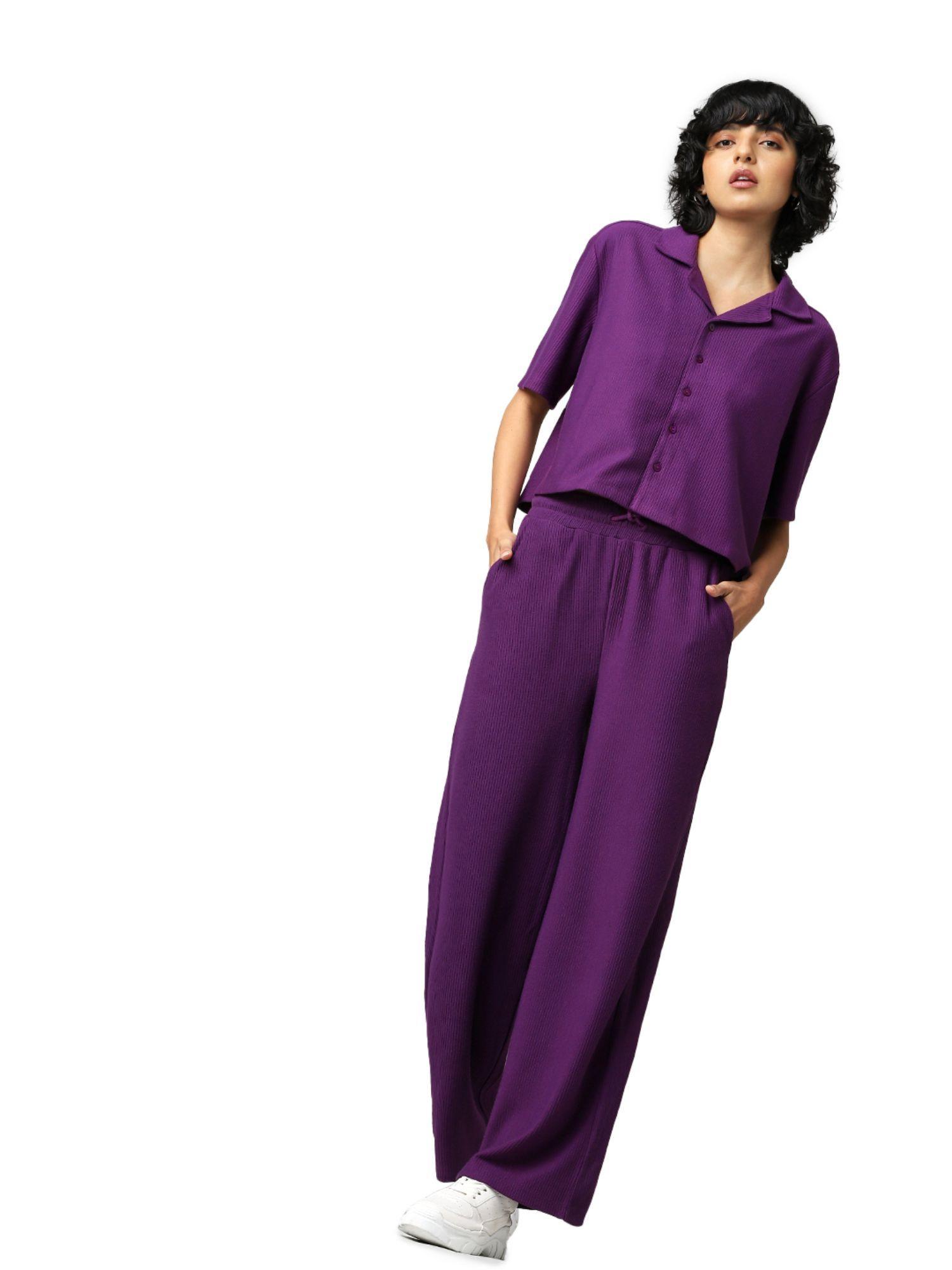 women textured purple pants