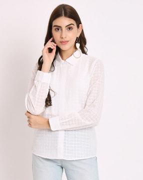 women textured regular fit shirt