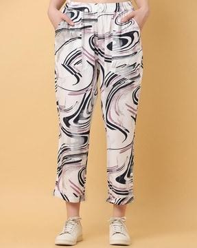 women textured relaxed fit trousers