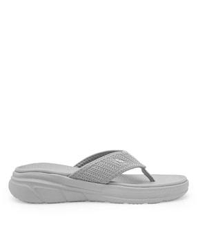 women textured slides with round toes