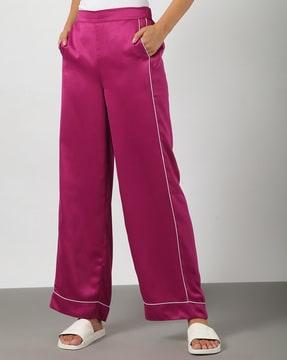 women textured wide leg pants with insert pockets