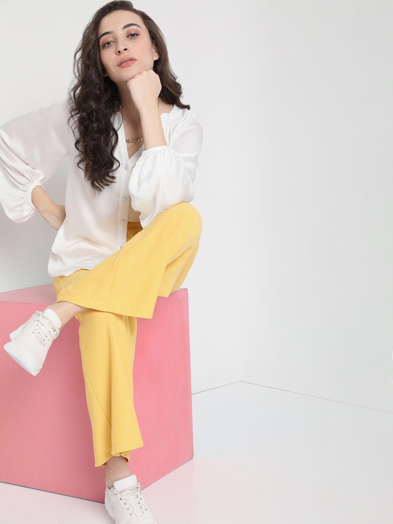 women textured yellow pants