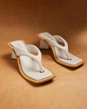 women thong-strap chunky heels