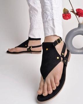 women thong-strap sandals with buckle closure