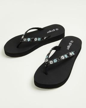 women thong-strap slip-on flip-flops