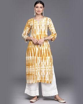 women tie & die print straight kurta