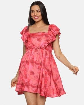 women tie & dye a-line dress with back tie-ups