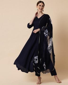 women tie & dye a-line kurta set