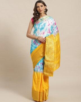 women tie & dye art silk saree