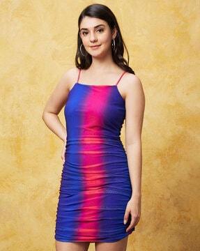 women tie & dye bodyconn dress