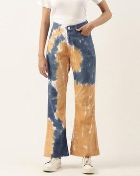 women tie & dye bootcut trousers