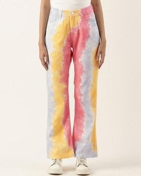 women tie & dye bootcut trousers