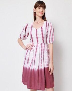 women tie & dye fit & flare dress