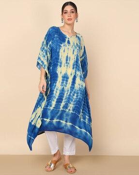 women tie & dye flared kurta