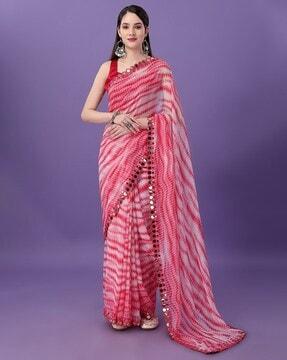 women tie & dye georgette saree