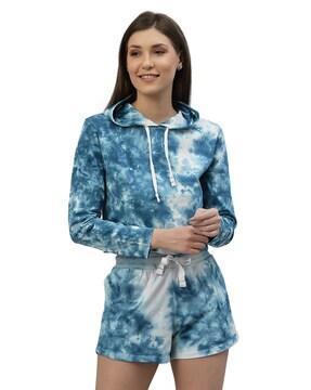 women tie & dye hoodie with full sleeves