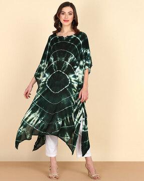 women tie & dye kaftan-styled flared kurta