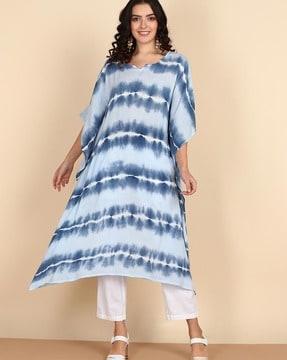 women tie & dye no darts kaftan kurta