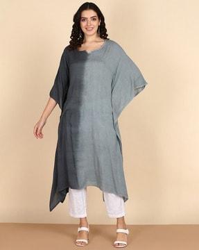 women tie & dye no darts kaftan kurta