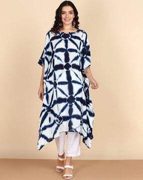 women tie & dye no darts kaftan kurta