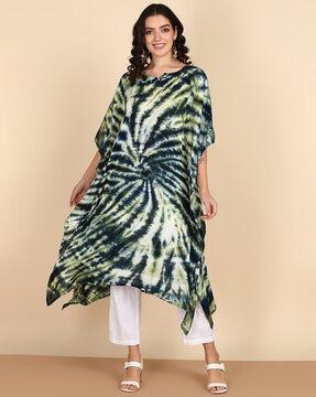 women tie & dye no darts kaftan kurta