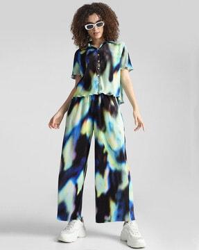 women tie & dye pleated palazzos