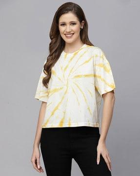 women tie & dye print boxy fit t-shirt