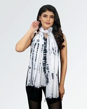 women tie & dye print scarf with tassels