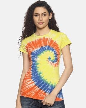 women tie & dye print slim fit t-shirt